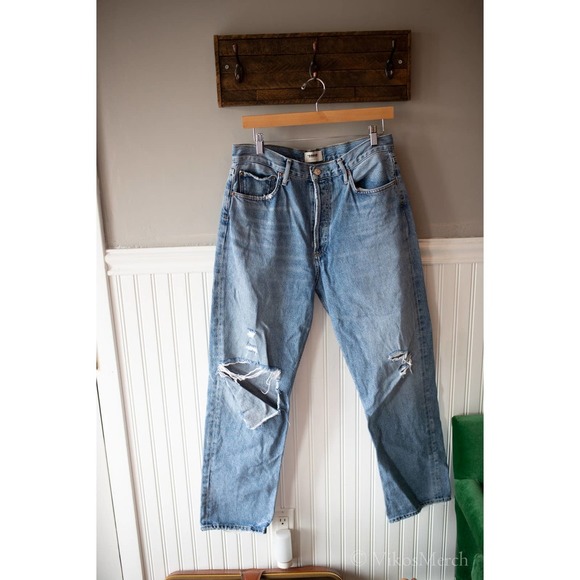 AGOLDE 90's PINCH WAIST JEANS SIZE 30 RIPPED NEW - Picture 3 of 6